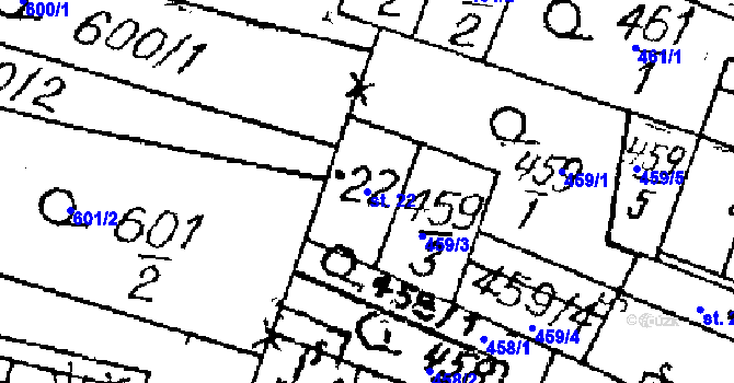 Parcela st. 22 v KÚ Ctidružice, Katastrální mapa