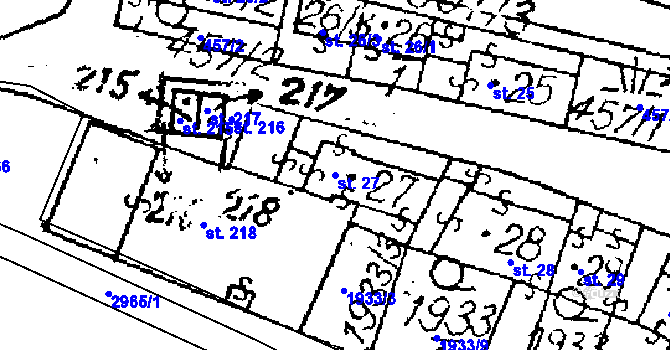 Parcela st. 27 v KÚ Ctidružice, Katastrální mapa