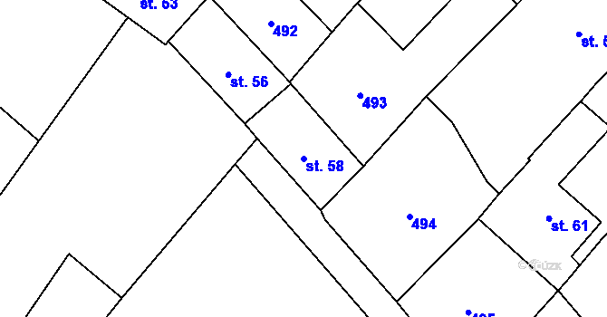Parcela st. 58 v KÚ Ctidružice, Katastrální mapa