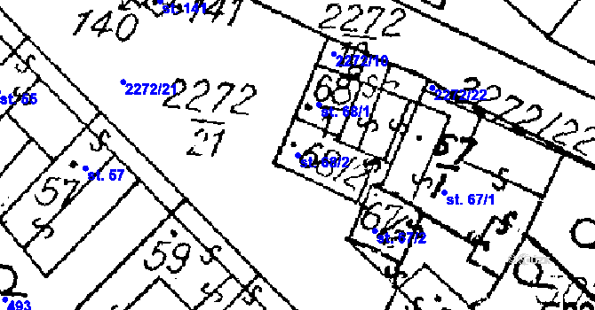 Parcela st. 68/2 v KÚ Ctidružice, Katastrální mapa