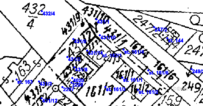 Parcela st. 162/1 v KÚ Ctidružice, Katastrální mapa