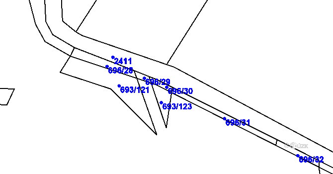 Parcela st. 696/30 v KÚ Ctidružice, Katastrální mapa