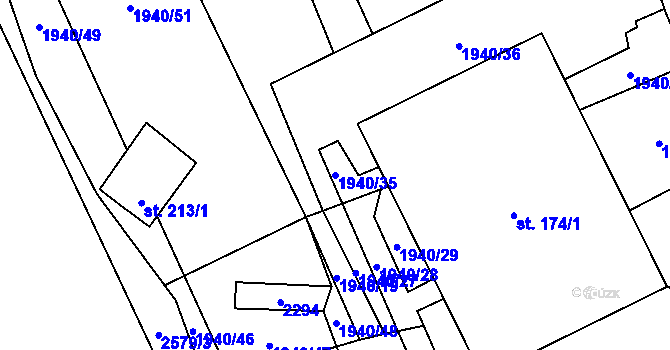 Parcela st. 1940/35 v KÚ Ctidružice, Katastrální mapa