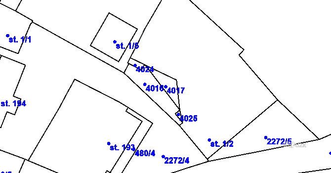 Parcela st. 4017 v KÚ Ctidružice, Katastrální mapa