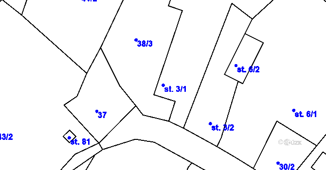 Parcela st. 3/1 v KÚ Ctiměřice, Katastrální mapa