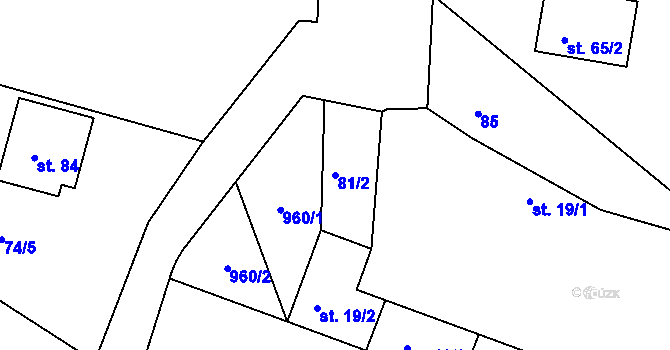 Parcela st. 81/2 v KÚ Ctiměřice, Katastrální mapa