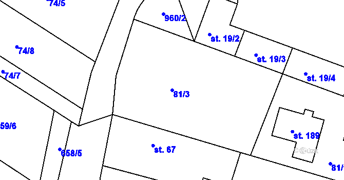 Parcela st. 81/3 v KÚ Ctiměřice, Katastrální mapa