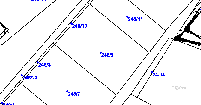 Parcela st. 248/9 v KÚ Ctiněves, Katastrální mapa
