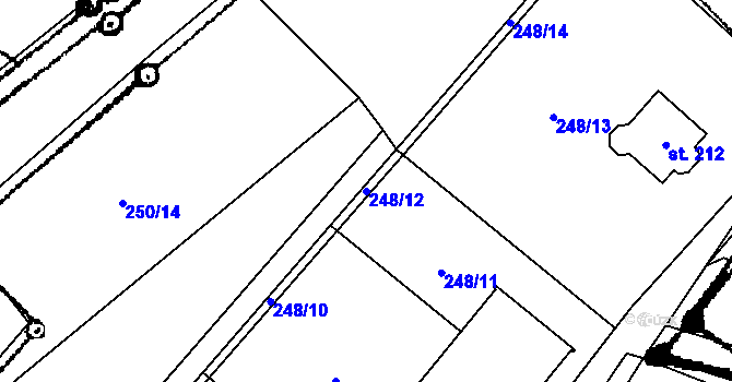 Parcela st. 248/12 v KÚ Ctiněves, Katastrální mapa