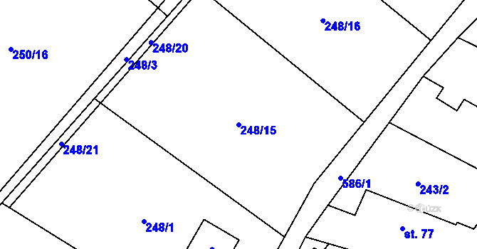 Parcela st. 248/15 v KÚ Ctiněves, Katastrální mapa