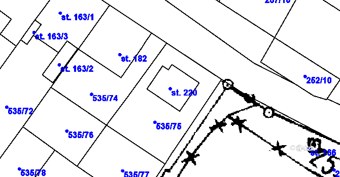 Parcela st. 220 v KÚ Ctiněves, Katastrální mapa