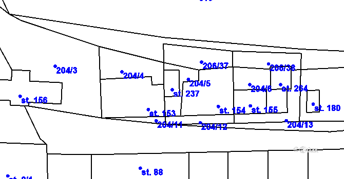 Parcela st. 237 v KÚ Ctiněves, Katastrální mapa