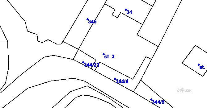 Parcela st. 3 v KÚ Černouček, Katastrální mapa