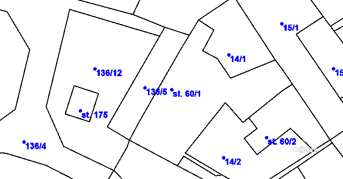 Parcela st. 60/1 v KÚ Černouček, Katastrální mapa