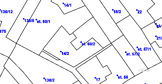 Parcela st. 60/2 v KÚ Černouček, Katastrální mapa