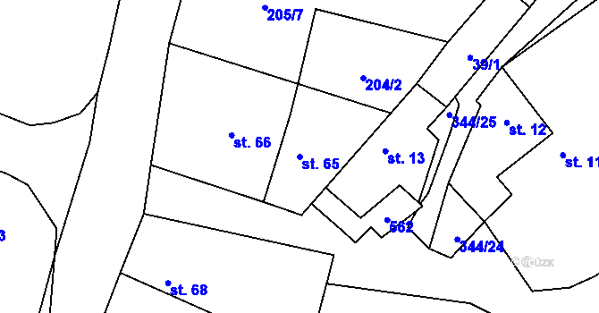 Parcela st. 65 v KÚ Černouček, Katastrální mapa