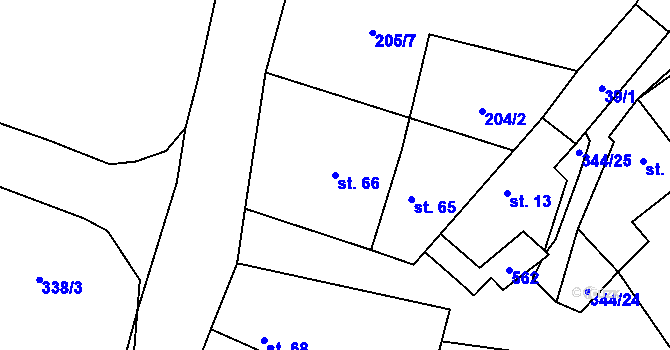 Parcela st. 66 v KÚ Černouček, Katastrální mapa