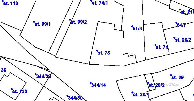 Parcela st. 73 v KÚ Černouček, Katastrální mapa