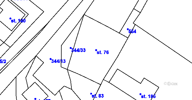 Parcela st. 76 v KÚ Černouček, Katastrální mapa