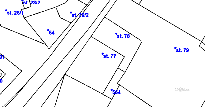 Parcela st. 77 v KÚ Černouček, Katastrální mapa