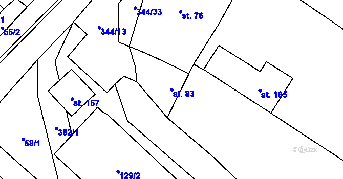 Parcela st. 83 v KÚ Černouček, Katastrální mapa