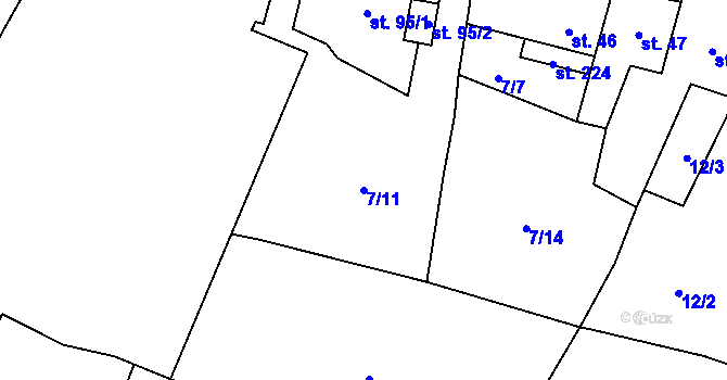 Parcela st. 7/11 v KÚ Černouček, Katastrální mapa