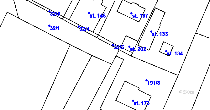 Parcela st. 32/2 v KÚ Černouček, Katastrální mapa