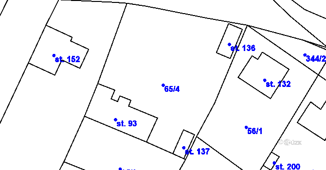 Parcela st. 65/4 v KÚ Černouček, Katastrální mapa