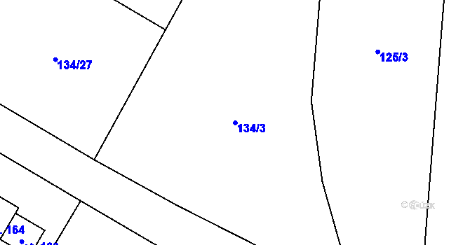 Parcela st. 134/3 v KÚ Černouček, Katastrální mapa