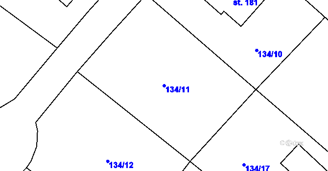 Parcela st. 134/11 v KÚ Černouček, Katastrální mapa