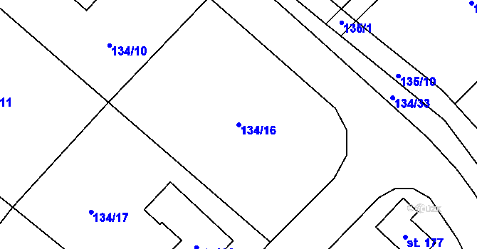 Parcela st. 134/16 v KÚ Černouček, Katastrální mapa