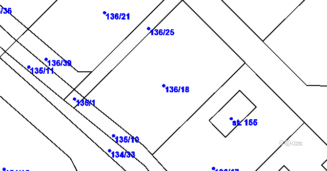 Parcela st. 136/18 v KÚ Černouček, Katastrální mapa