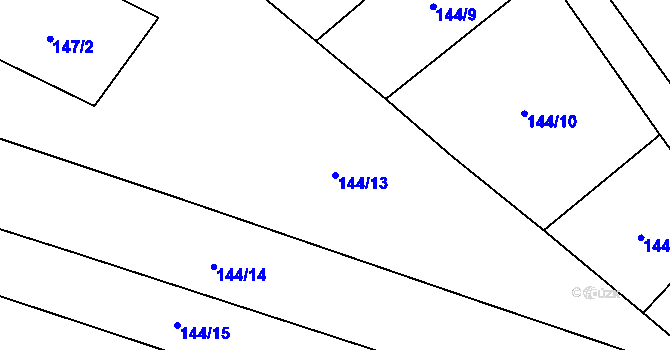 Parcela st. 144/13 v KÚ Černouček, Katastrální mapa