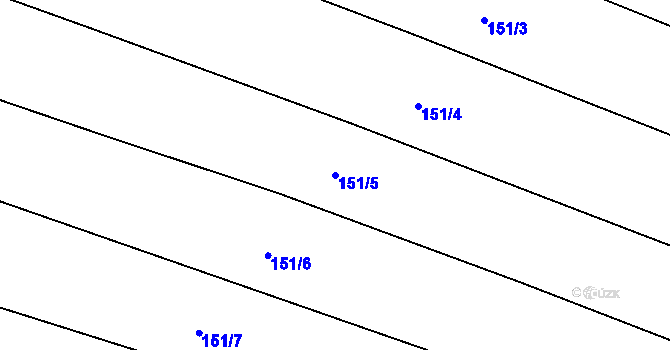 Parcela st. 151/5 v KÚ Černouček, Katastrální mapa