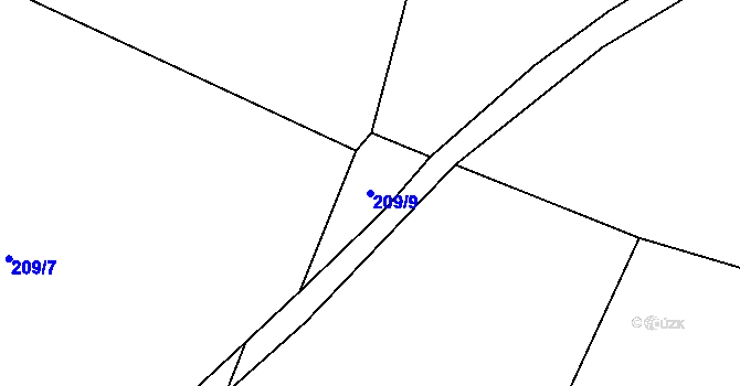 Parcela st. 209/9 v KÚ Černouček, Katastrální mapa