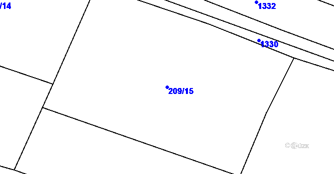 Parcela st. 209/15 v KÚ Černouček, Katastrální mapa