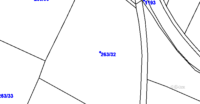 Parcela st. 263/32 v KÚ Černouček, Katastrální mapa