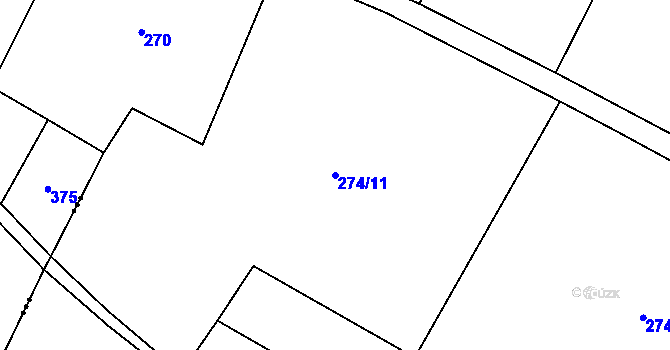 Parcela st. 274/11 v KÚ Černouček, Katastrální mapa