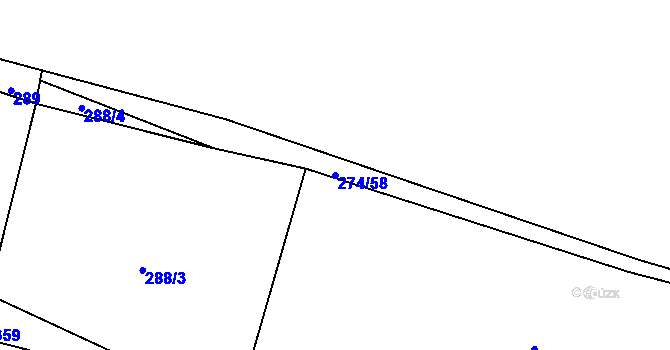 Parcela st. 274/58 v KÚ Černouček, Katastrální mapa