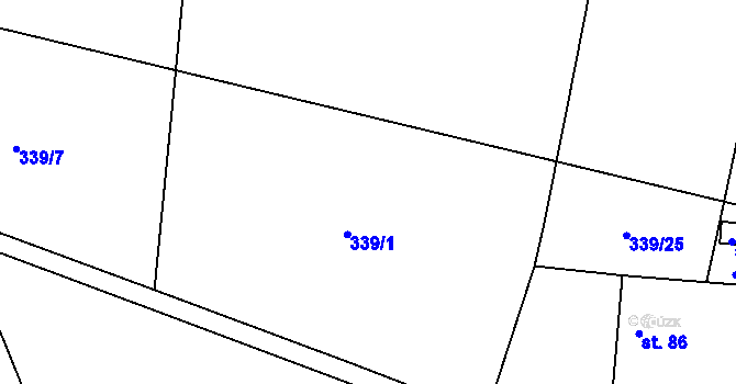 Parcela st. 339/13 v KÚ Černouček, Katastrální mapa