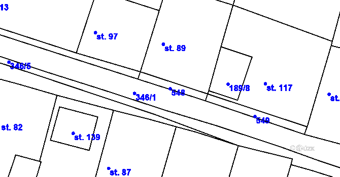 Parcela st. 548 v KÚ Černouček, Katastrální mapa