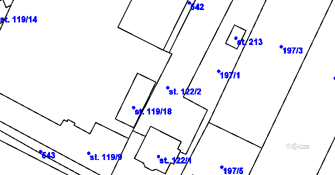 Parcela st. 122/2 v KÚ Černouček, Katastrální mapa