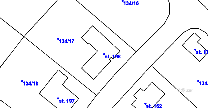 Parcela st. 198 v KÚ Černouček, Katastrální mapa