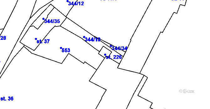 Parcela st. 226 v KÚ Černouček, Katastrální mapa