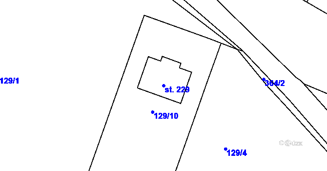 Parcela st. 229 v KÚ Černouček, Katastrální mapa