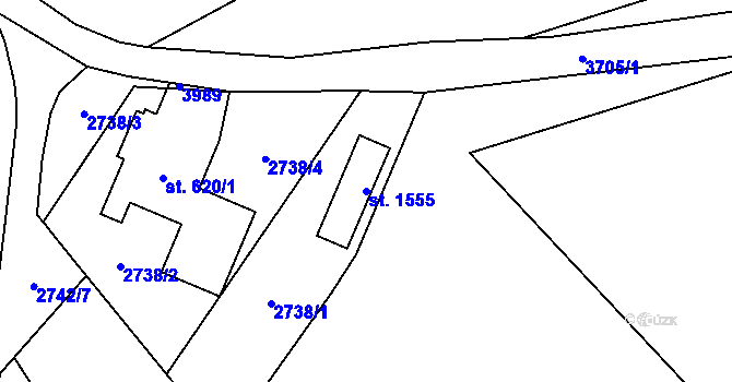 Parcela st. 1555 v KÚ Cvikov, Katastrální mapa