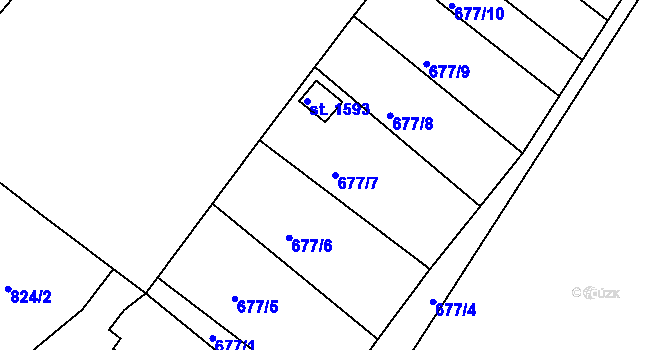 Parcela st. 677/7 v KÚ Cvikov, Katastrální mapa