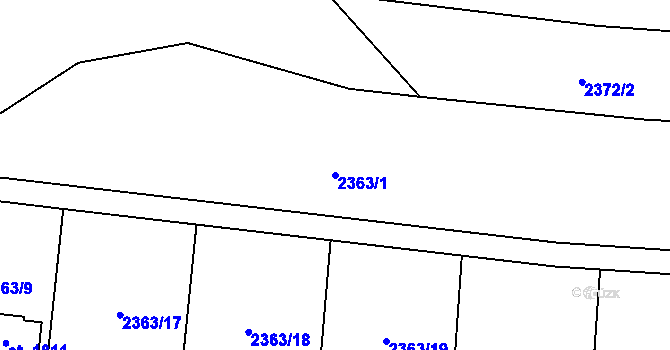 Parcela st. 2363/1 v KÚ Cvikov, Katastrální mapa