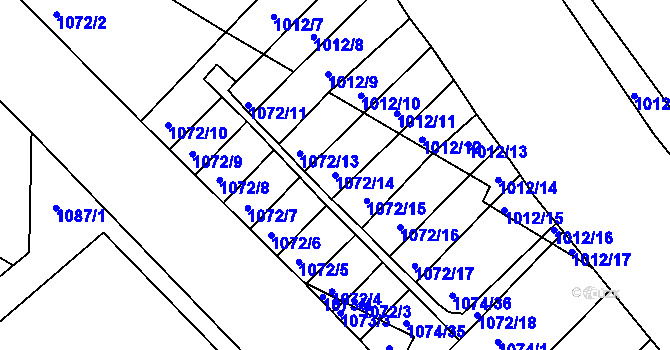 Parcela st. 1072/14 v KÚ Cvikov, Katastrální mapa