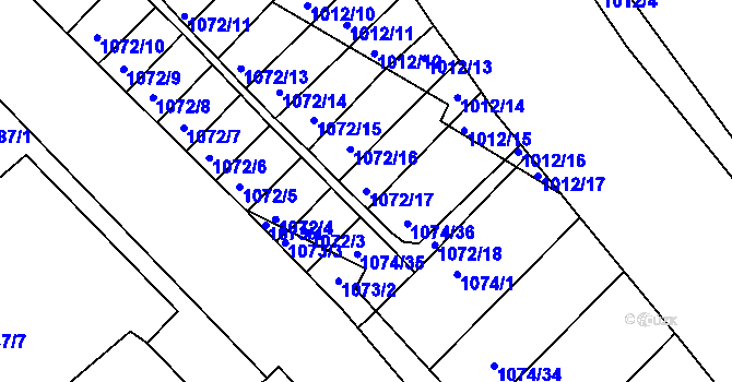 Parcela st. 1072/17 v KÚ Cvikov, Katastrální mapa